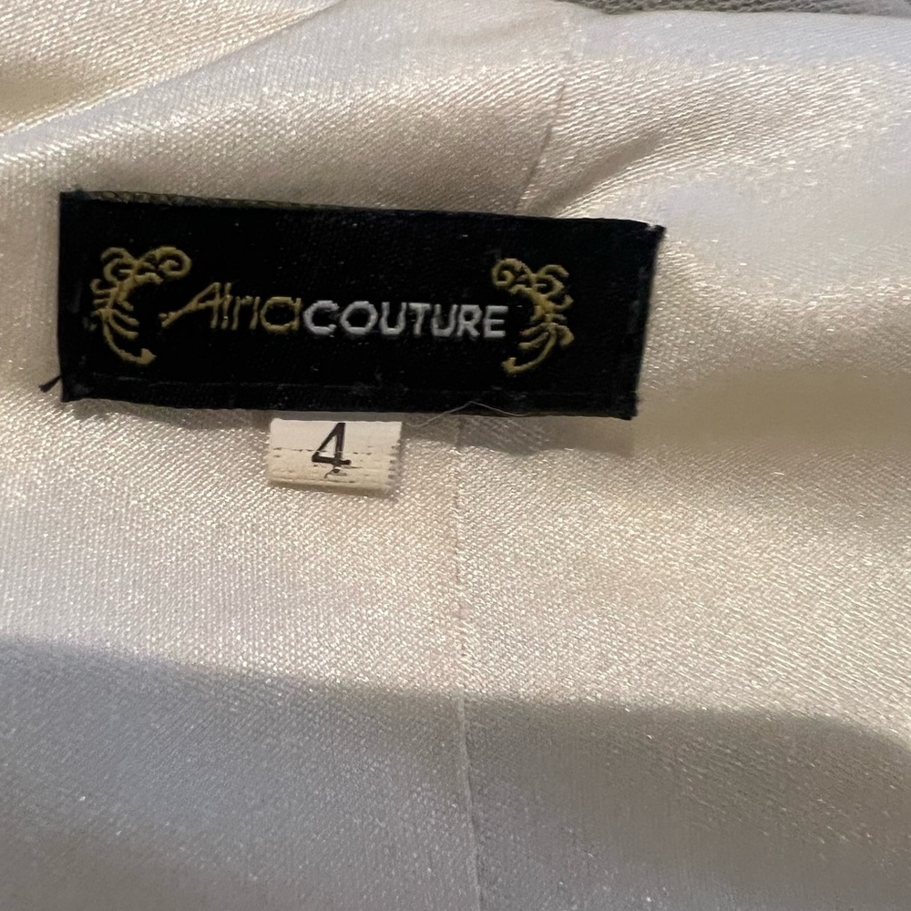 Elegant Atria Couture Navy Blue and Cream Evening Gown - Picture 12 of 14